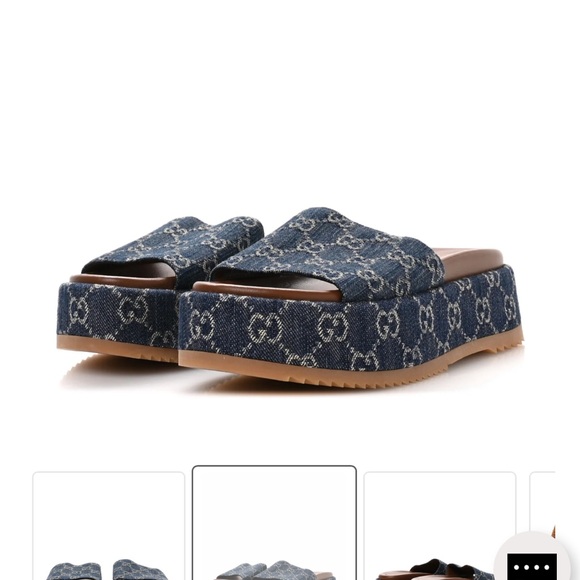 Gucci Denim Logo Slide Sandals. Size 8 - Picture 4 of 7